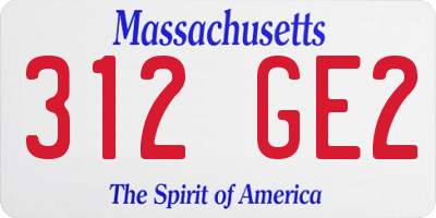 MA license plate 312GE2