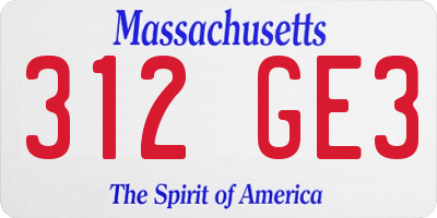 MA license plate 312GE3