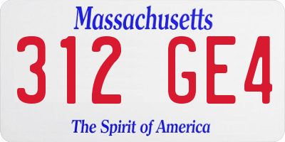 MA license plate 312GE4