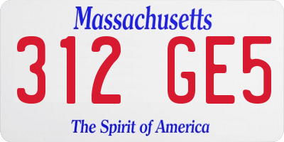 MA license plate 312GE5
