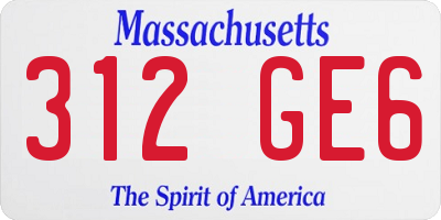 MA license plate 312GE6