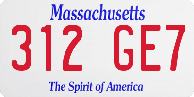 MA license plate 312GE7
