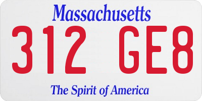 MA license plate 312GE8