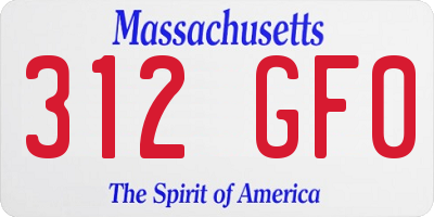 MA license plate 312GF0