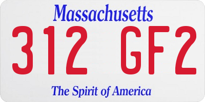 MA license plate 312GF2