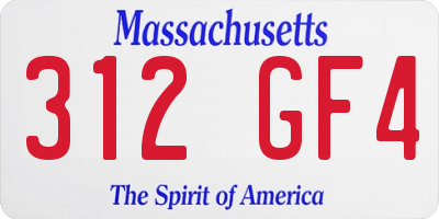 MA license plate 312GF4