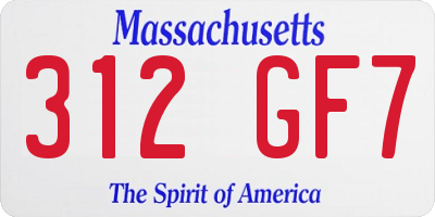 MA license plate 312GF7