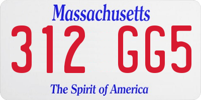 MA license plate 312GG5