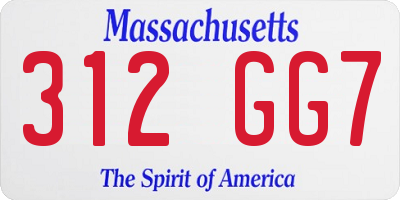 MA license plate 312GG7