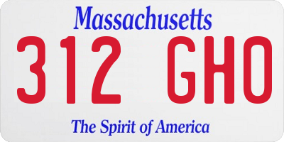 MA license plate 312GH0