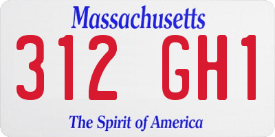MA license plate 312GH1