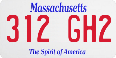 MA license plate 312GH2