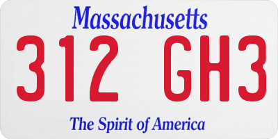 MA license plate 312GH3