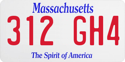 MA license plate 312GH4