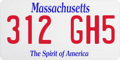 MA license plate 312GH5
