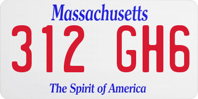 MA license plate 312GH6