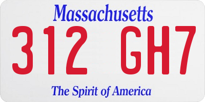 MA license plate 312GH7