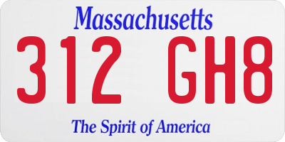 MA license plate 312GH8
