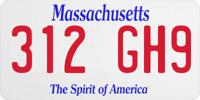 MA license plate 312GH9