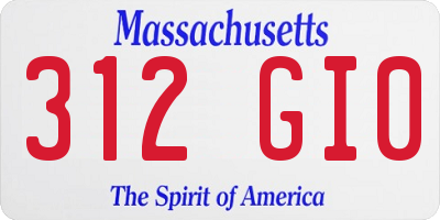 MA license plate 312GI0