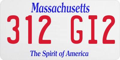 MA license plate 312GI2