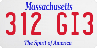 MA license plate 312GI3