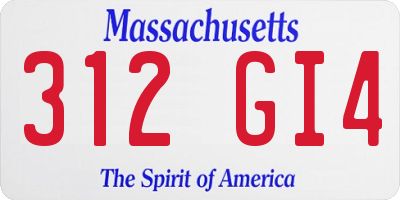 MA license plate 312GI4