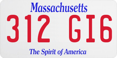 MA license plate 312GI6