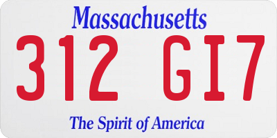 MA license plate 312GI7