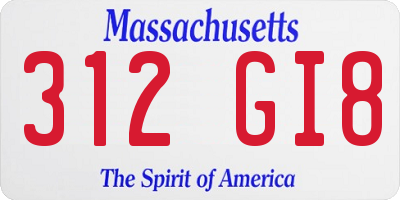 MA license plate 312GI8
