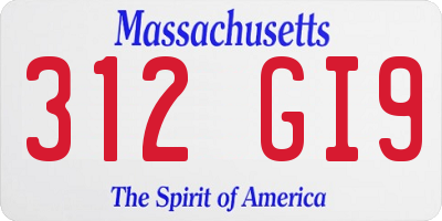 MA license plate 312GI9