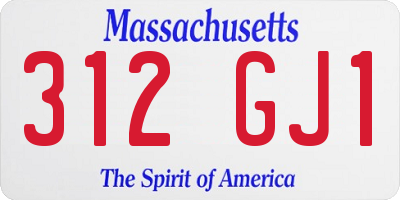 MA license plate 312GJ1