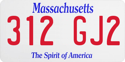 MA license plate 312GJ2