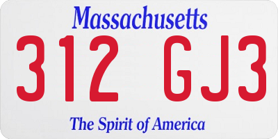 MA license plate 312GJ3