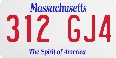 MA license plate 312GJ4