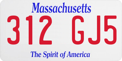 MA license plate 312GJ5