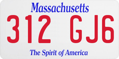 MA license plate 312GJ6