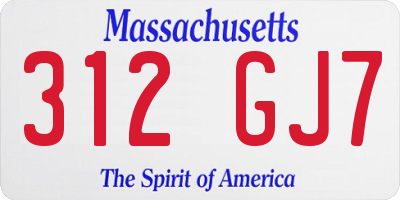 MA license plate 312GJ7
