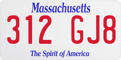 MA license plate 312GJ8
