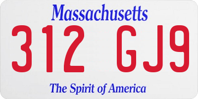 MA license plate 312GJ9