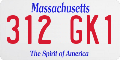 MA license plate 312GK1