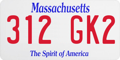 MA license plate 312GK2