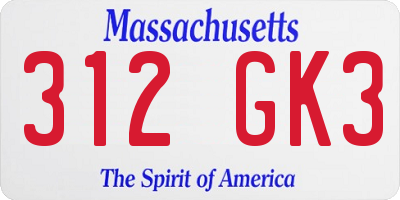 MA license plate 312GK3