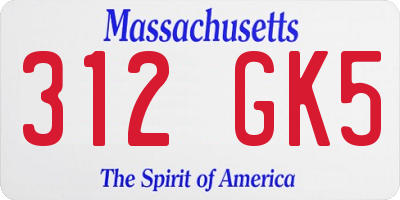 MA license plate 312GK5