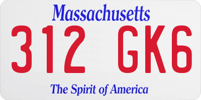 MA license plate 312GK6