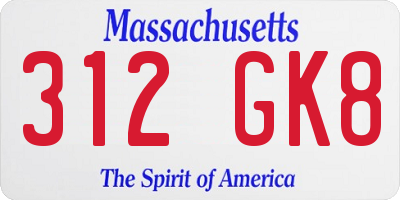 MA license plate 312GK8