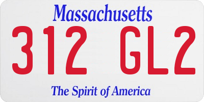 MA license plate 312GL2