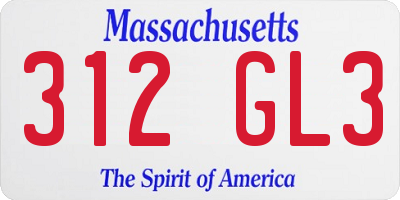 MA license plate 312GL3
