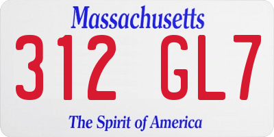 MA license plate 312GL7
