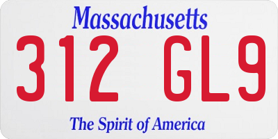 MA license plate 312GL9